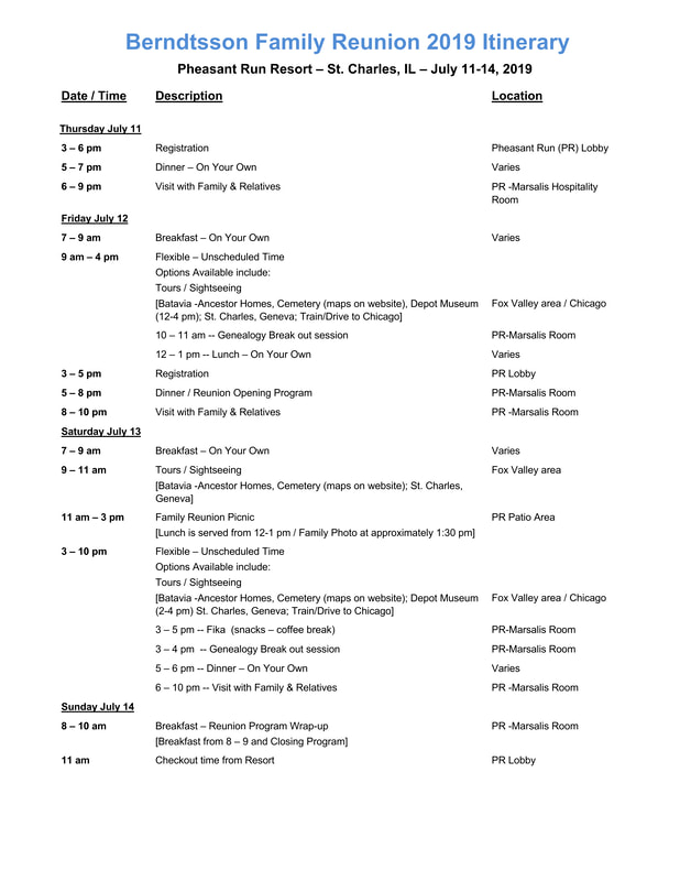 Family Reunion Itinerary Template Free - Printable Templates
